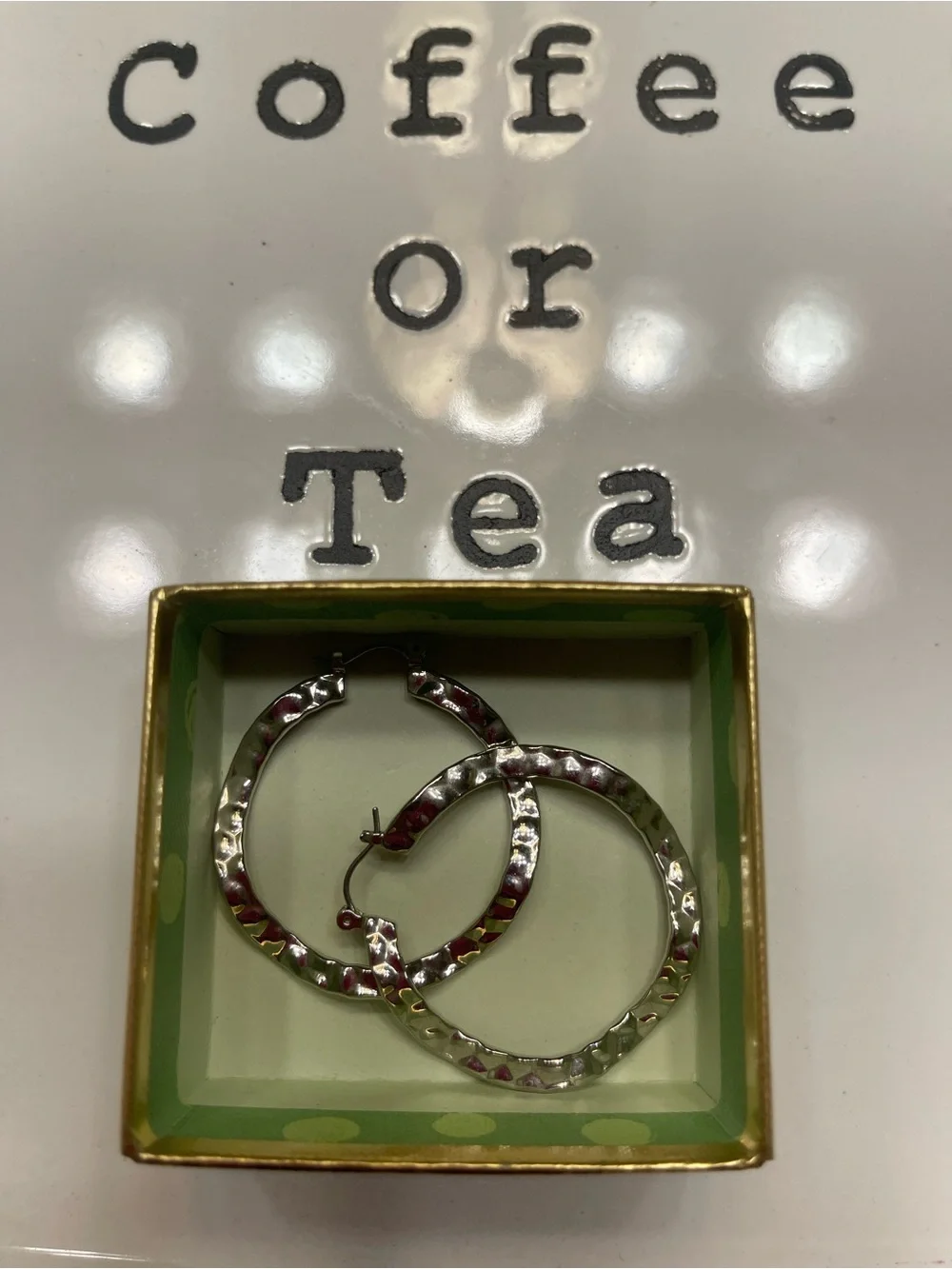 Lia Sophia Hammered Silver Hoop Earrings - Picture 2 of 6
